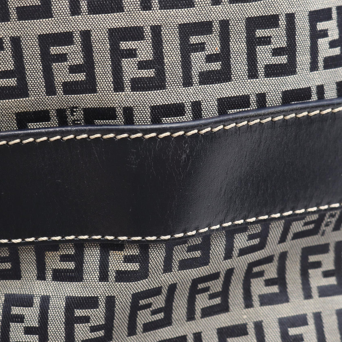 FENDI Fendi Zucchino Shoulder Bag 16325 Canvas Leather Gray Navy Used Women image 9