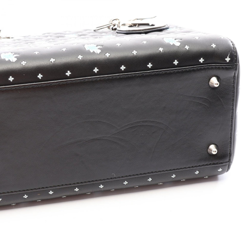 CHRISTIAN DIOR Christian Dior Lady Dior Christian Dior 2way Handbag Black/White/Blue Leather image 10