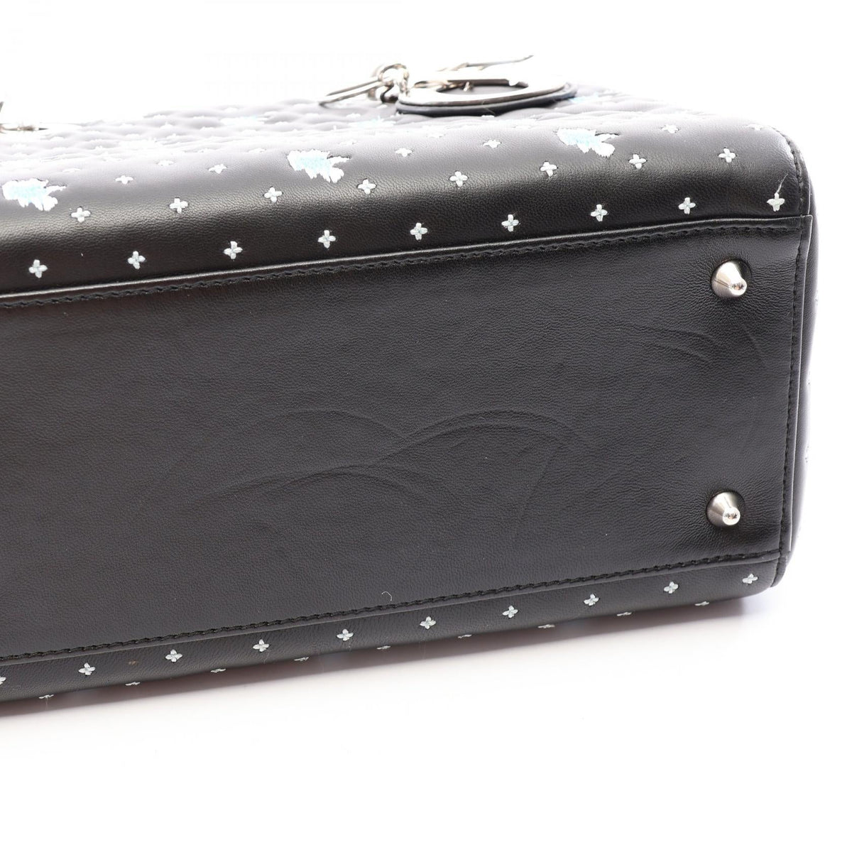 CHRISTIAN DIOR Christian Dior Lady Dior Christian Dior 2way Handbag Black/White/Blue Leather image 10