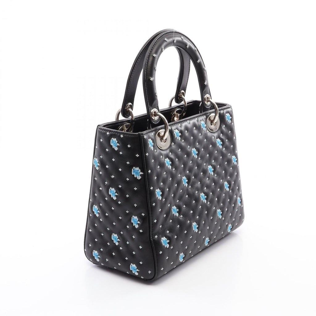 CHRISTIAN DIOR Christian Dior Lady Dior Christian Dior 2way Handbag Black/White/Blue Leather image 2