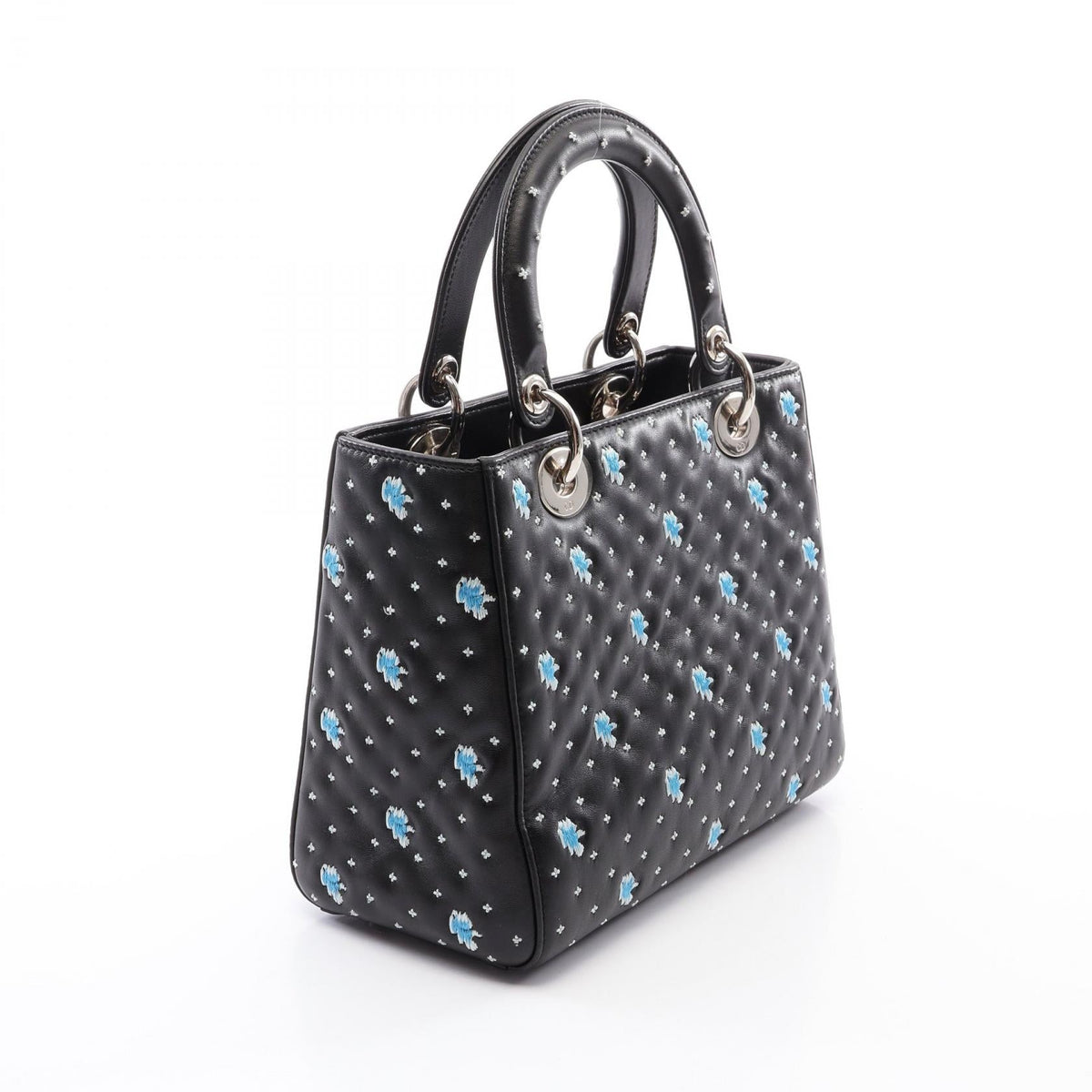 CHRISTIAN DIOR Christian Dior Lady Dior Christian Dior 2way Handbag Black/White/Blue Leather image 2