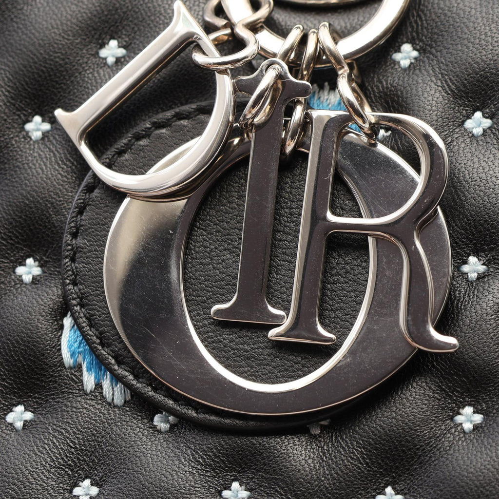 CHRISTIAN DIOR Christian Dior Lady Dior Christian Dior 2way Handbag Black/White/Blue Leather image 8