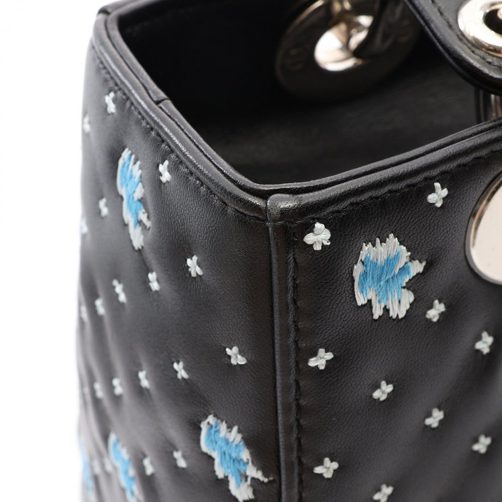 CHRISTIAN DIOR Christian Dior Lady Dior Christian Dior 2way Handbag Black/White/Blue Leather image 9