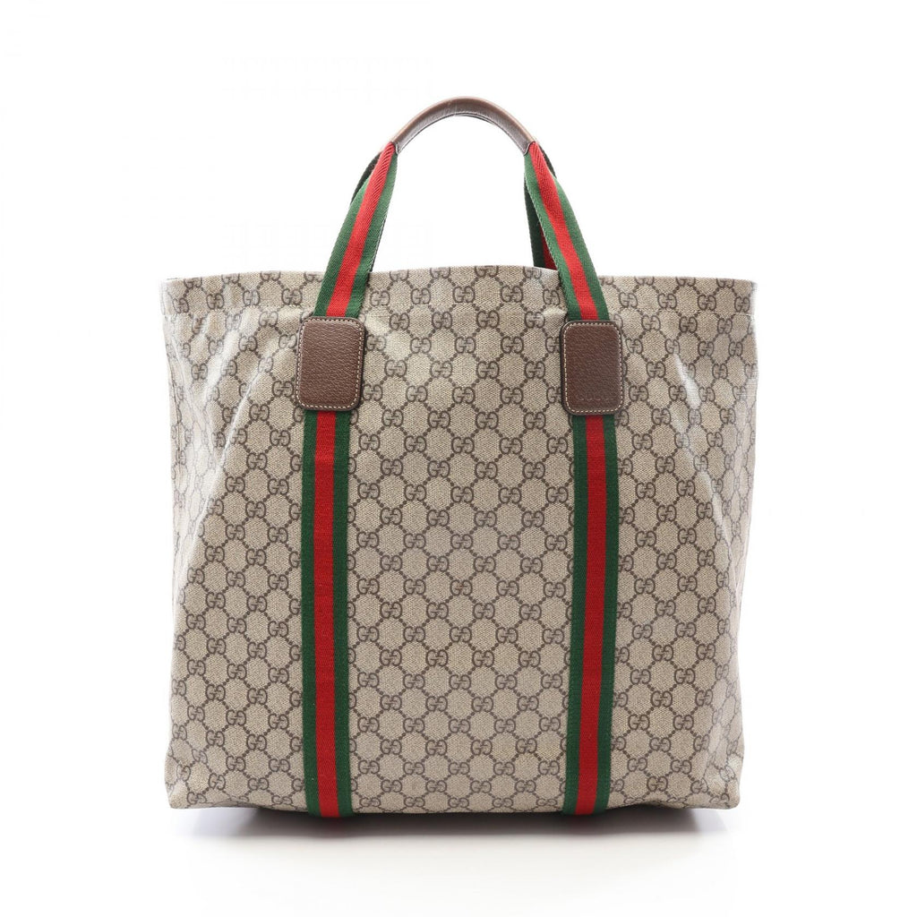 GUCCI Gucci Gg Supreme Shelly Line Tote Bag Beige/Brown/Multicolor Pvc Coated Canvas×leather 763287 image 1