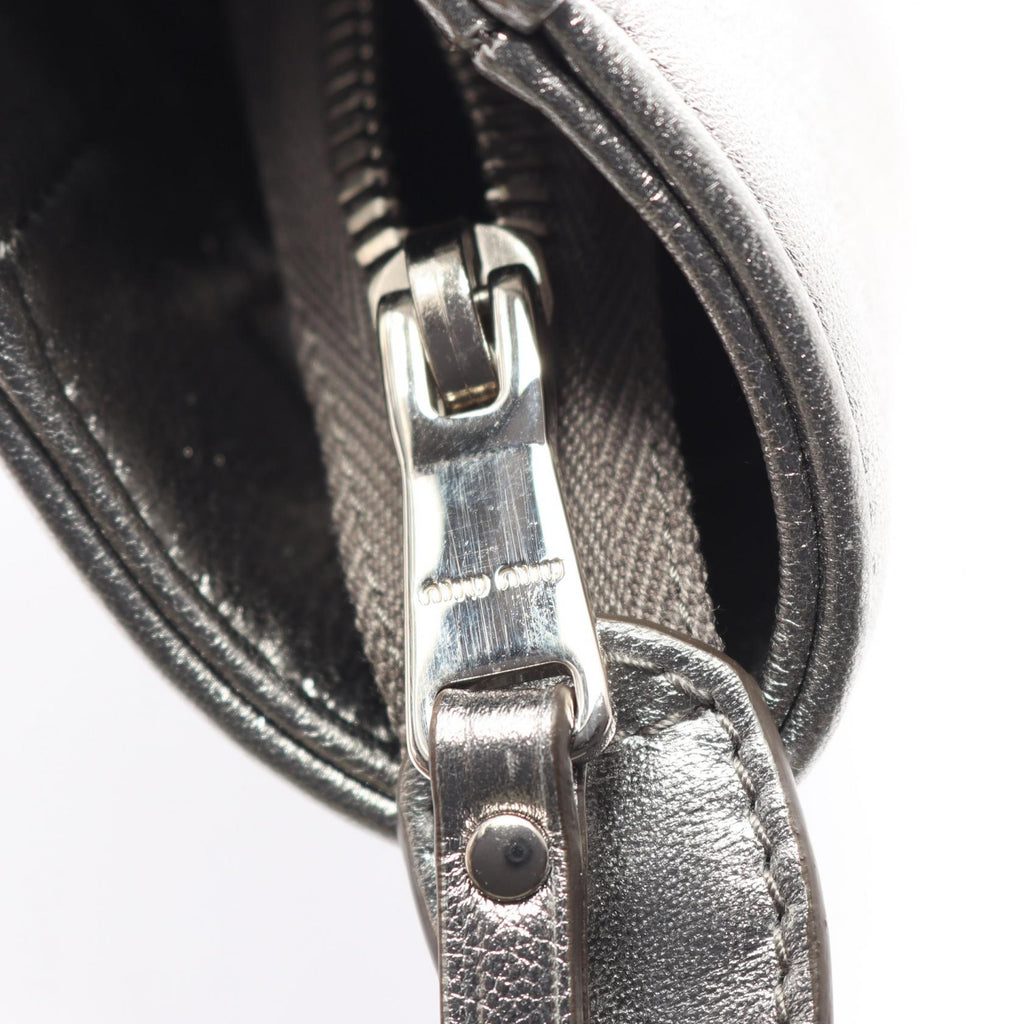MIU MIU Miu Miu Nappa Biker 2way Handbag Silver Leather image 10