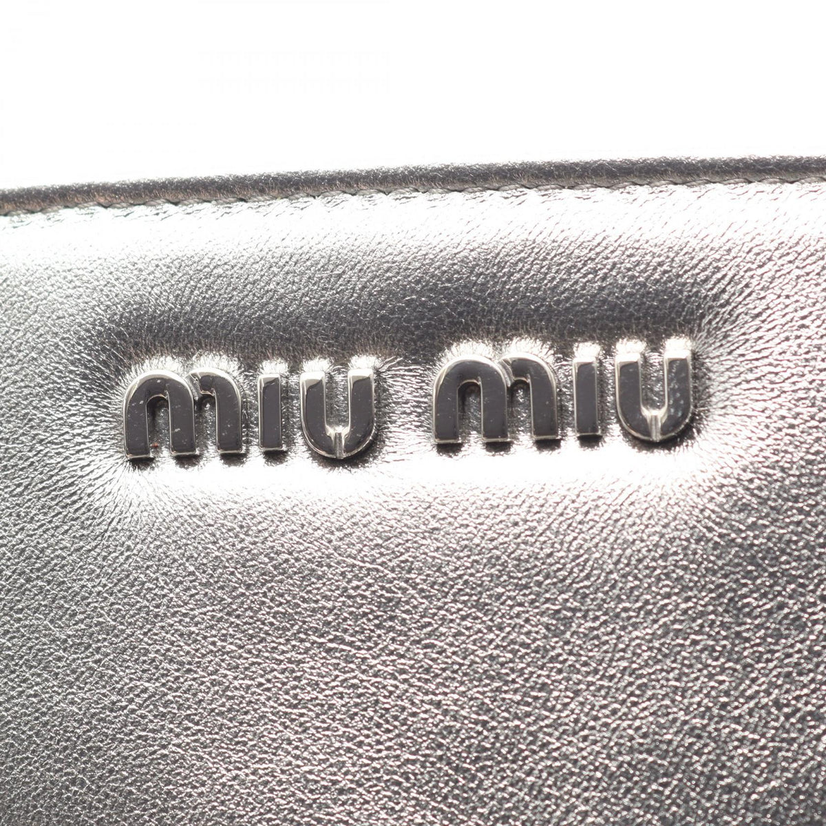 MIU MIU Miu Miu Nappa Biker 2way Handbag Silver Leather image 11