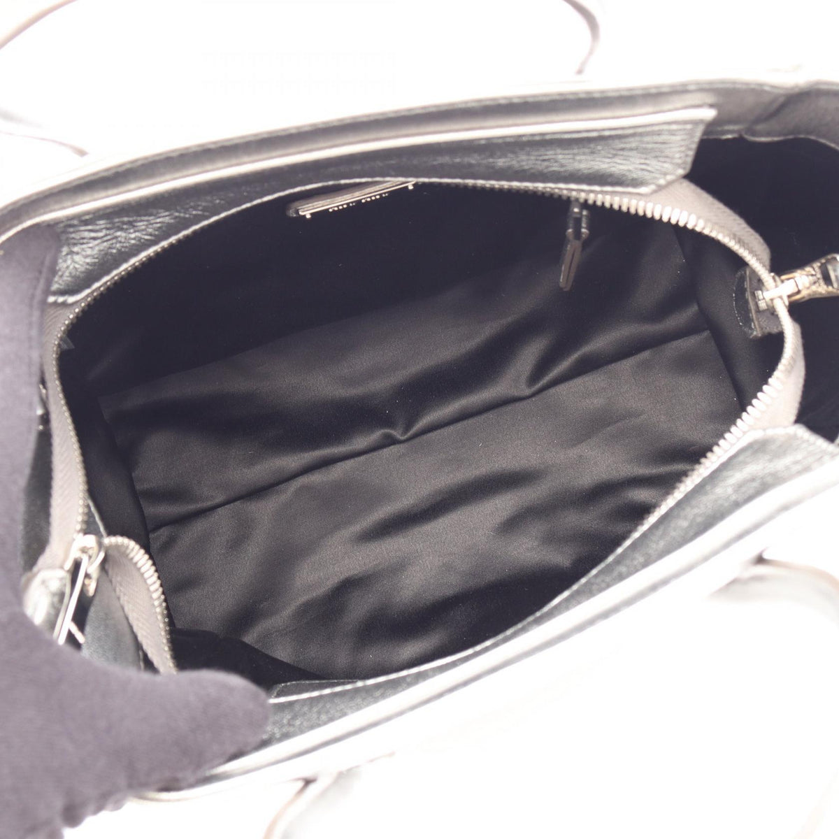 MIU MIU Miu Miu Nappa Biker 2way Handbag Silver Leather image 3
