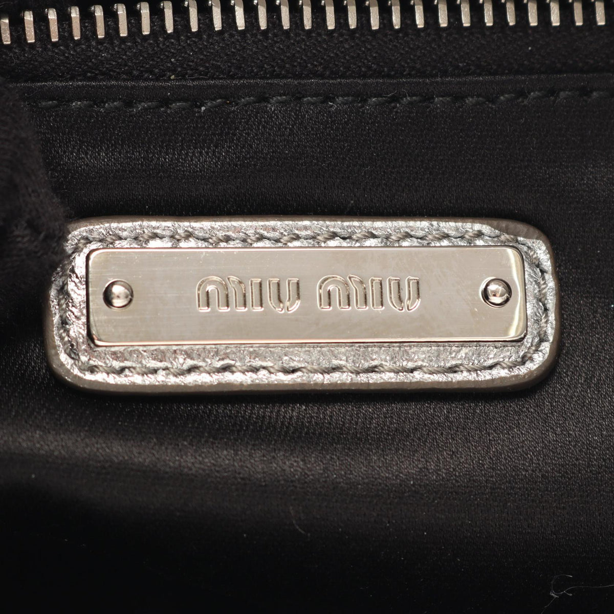 MIU MIU Miu Miu Nappa Biker 2way Handbag Silver Leather image 4