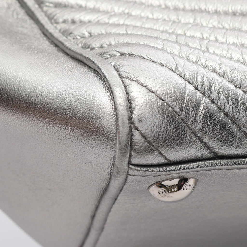 MIU MIU Miu Miu Nappa Biker 2way Handbag Silver Leather image 5