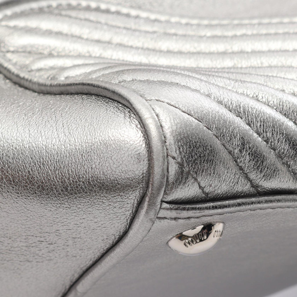 MIU MIU Miu Miu Nappa Biker 2way Handbag Silver Leather image 6
