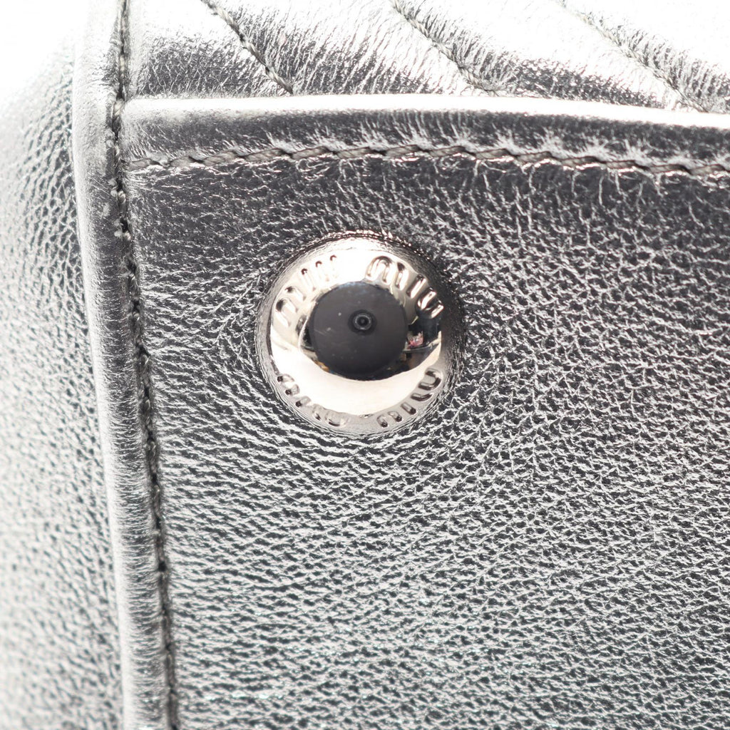 MIU MIU Miu Miu Nappa Biker 2way Handbag Silver Leather image 7