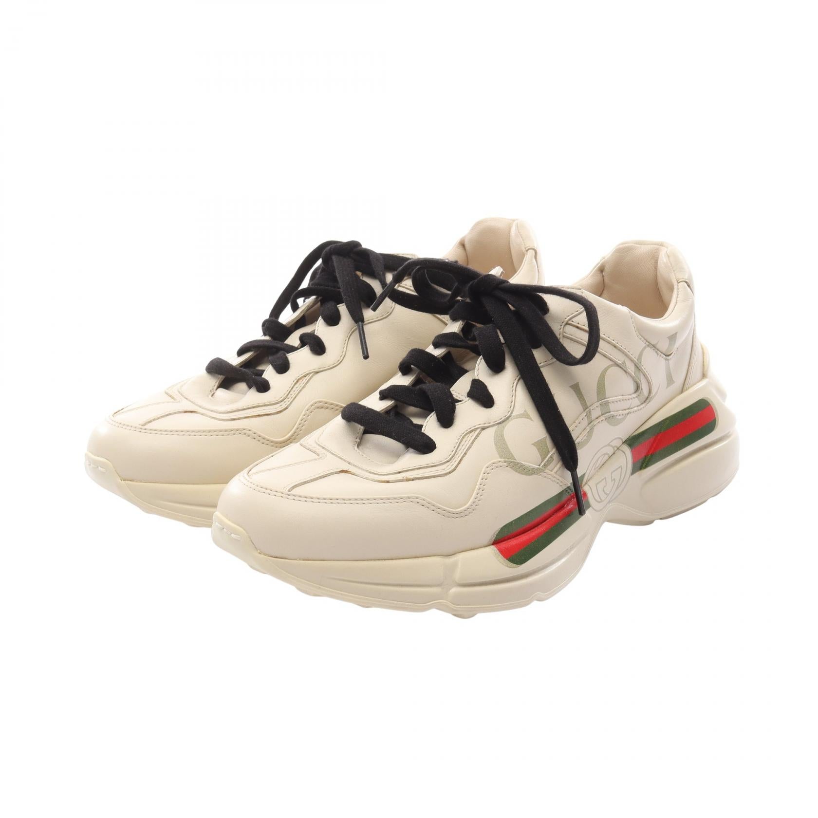 GUCCI Gucci Vintage Logo Sherry Line Sneakers Beige/Green/Red Leather image 1