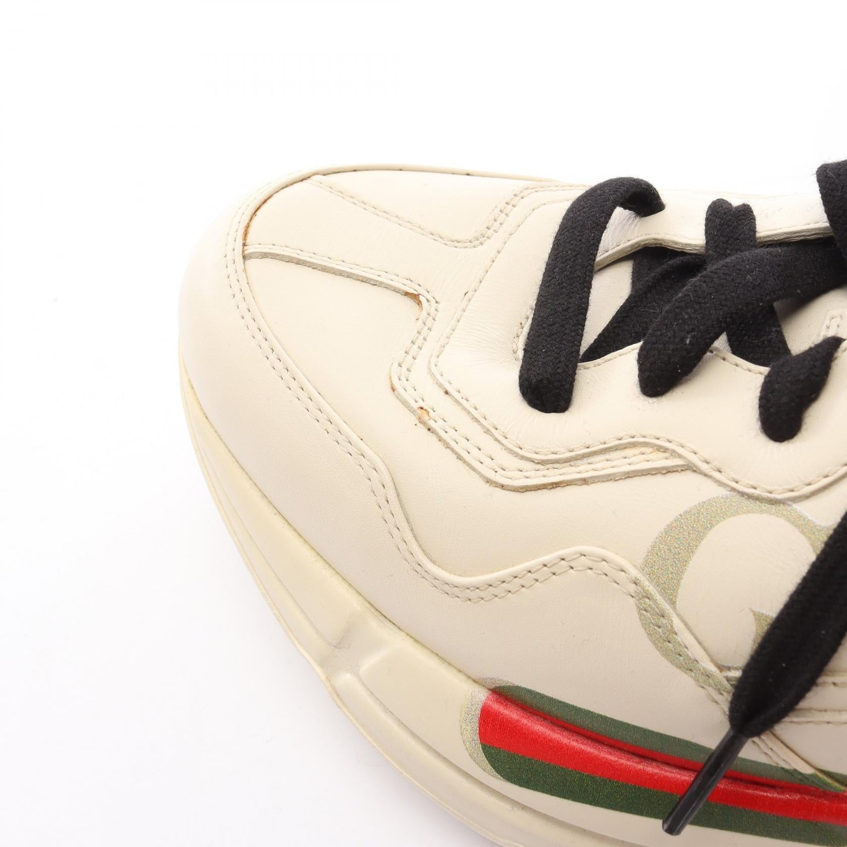 GUCCI Gucci Vintage Logo Sherry Line Sneakers Beige/Green/Red Leather image 11