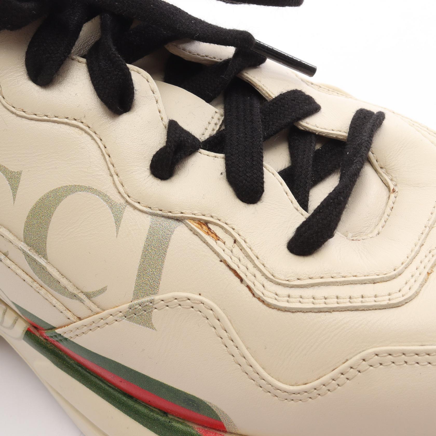 GUCCI Gucci Vintage Logo Sherry Line Sneakers Beige/Green/Red Leather image 12