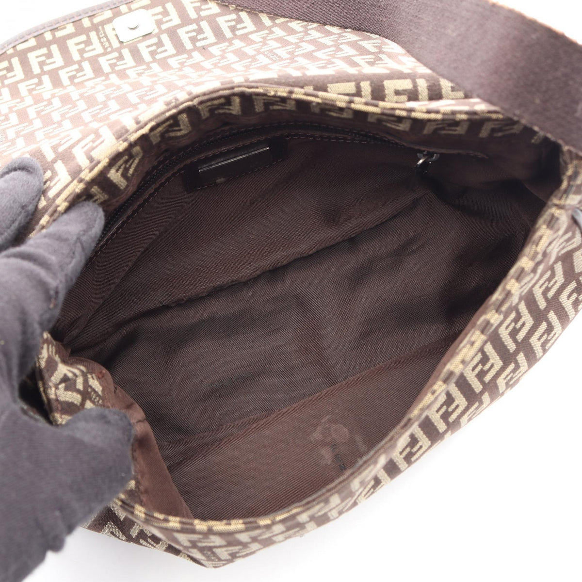 FENDI Fendi Zucchino Shoulder Bag Brown/Beige Canvas×leather 8br320 image 3