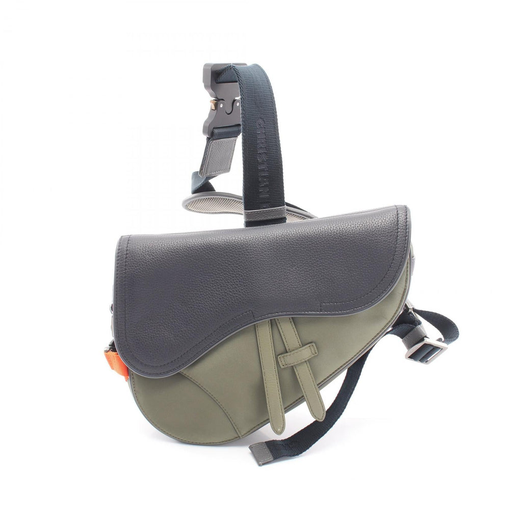 DIOR Dior Dior × Sacai Saddle Waist Bag Body Bag Khaki/Gray Nylon×leather image 1