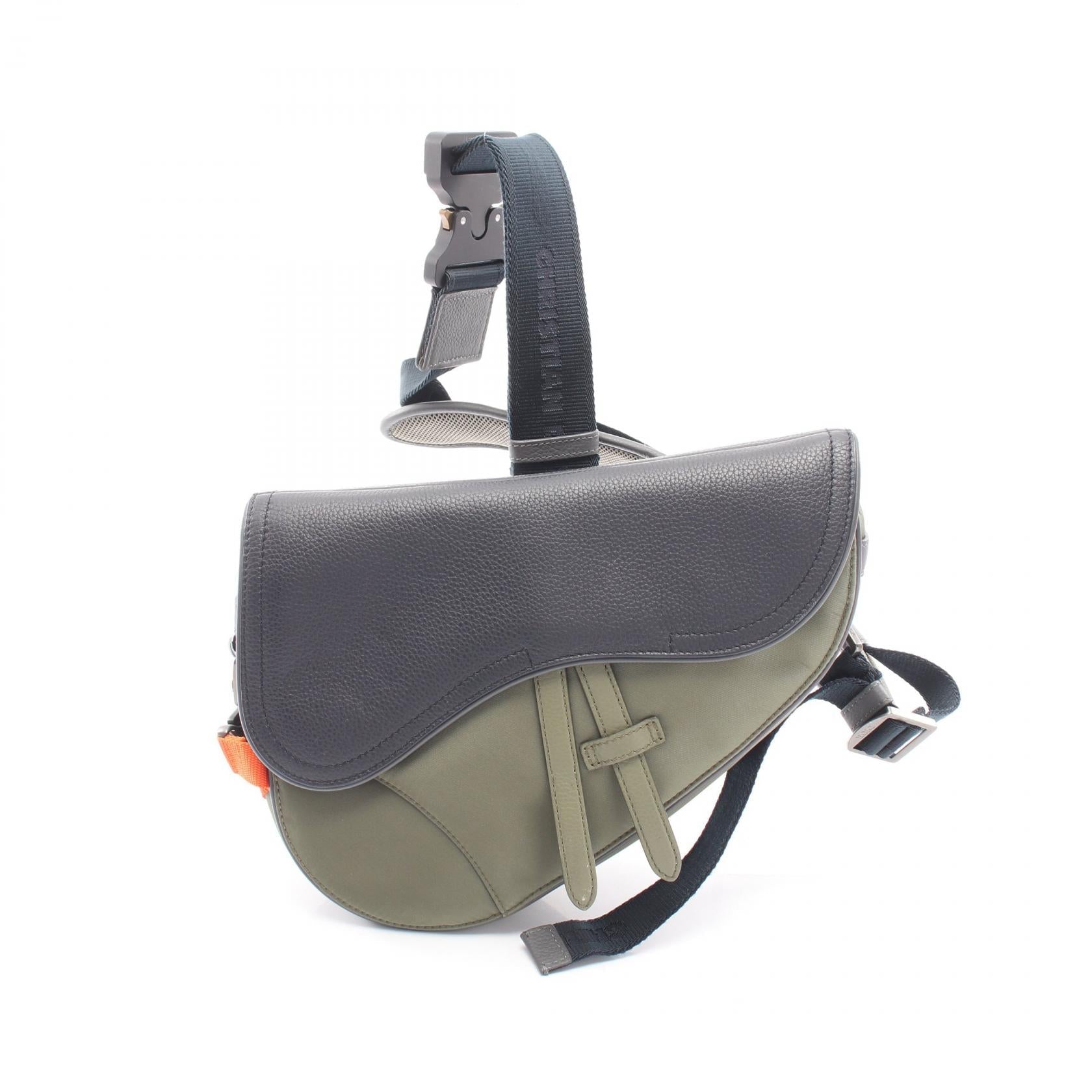 DIOR Dior Dior × Sacai Saddle Waist Bag Body Bag Khaki/Gray Nylon×leather image 1