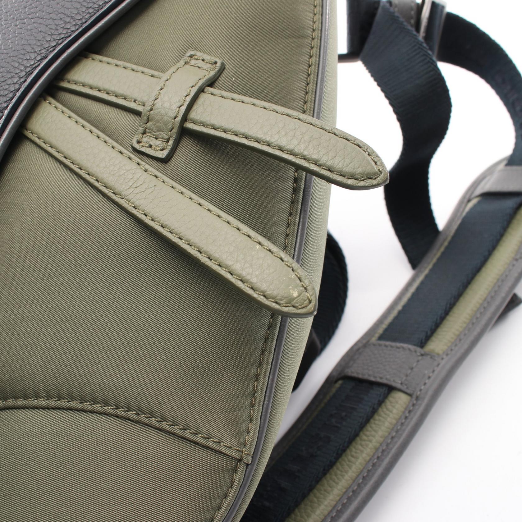 DIOR Dior Dior × Sacai Saddle Waist Bag Body Bag Khaki/Gray Nylon×leather image 6