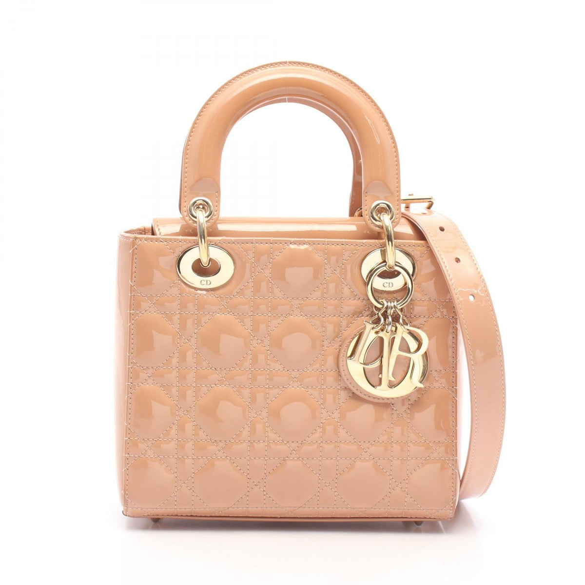 DIOR Dior Lady Dior Small Shoulder Handbag Crossbody Patent Leather Pink Used Women image 1