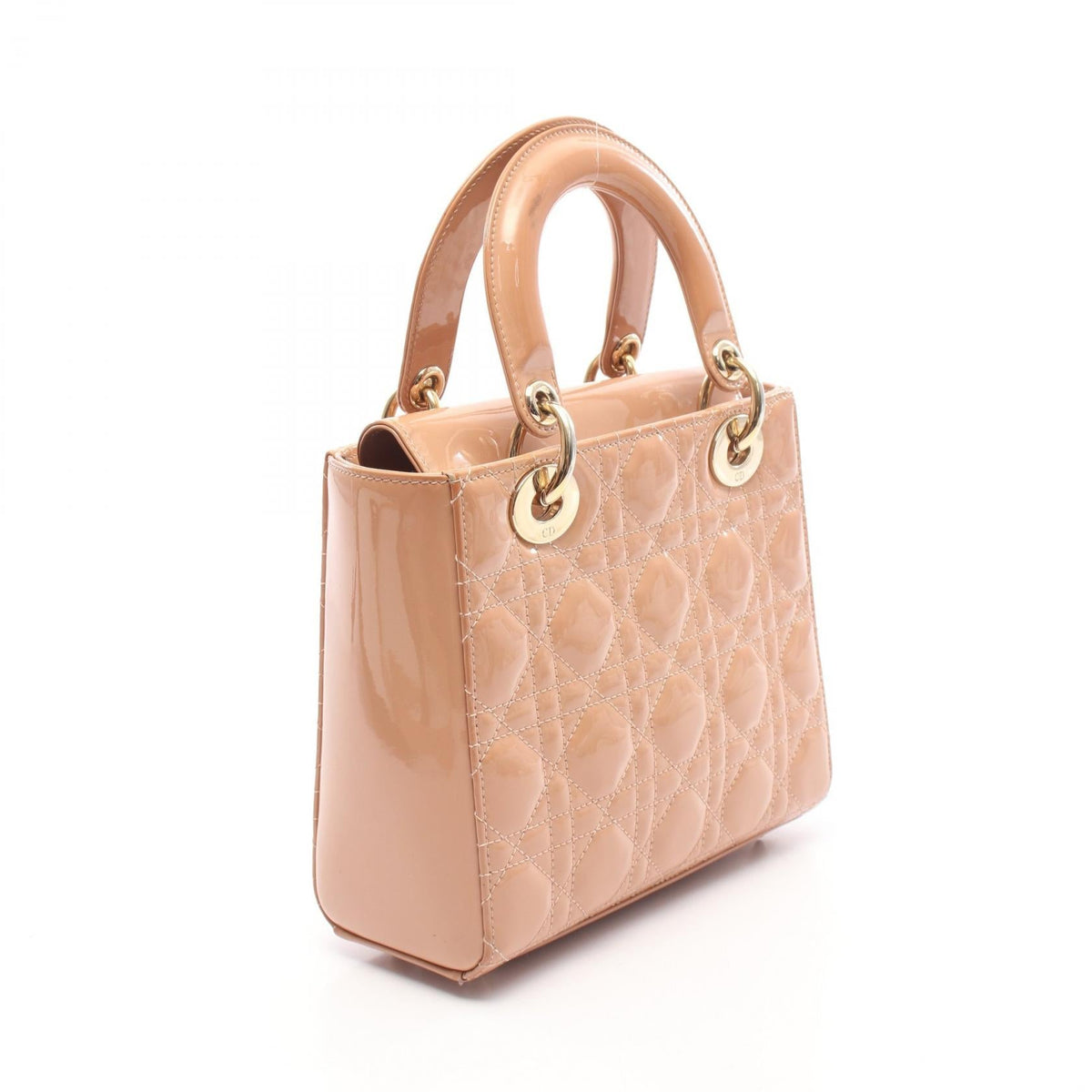 DIOR Dior Lady Dior Small Shoulder Handbag Crossbody Patent Leather Pink Used Women image 2