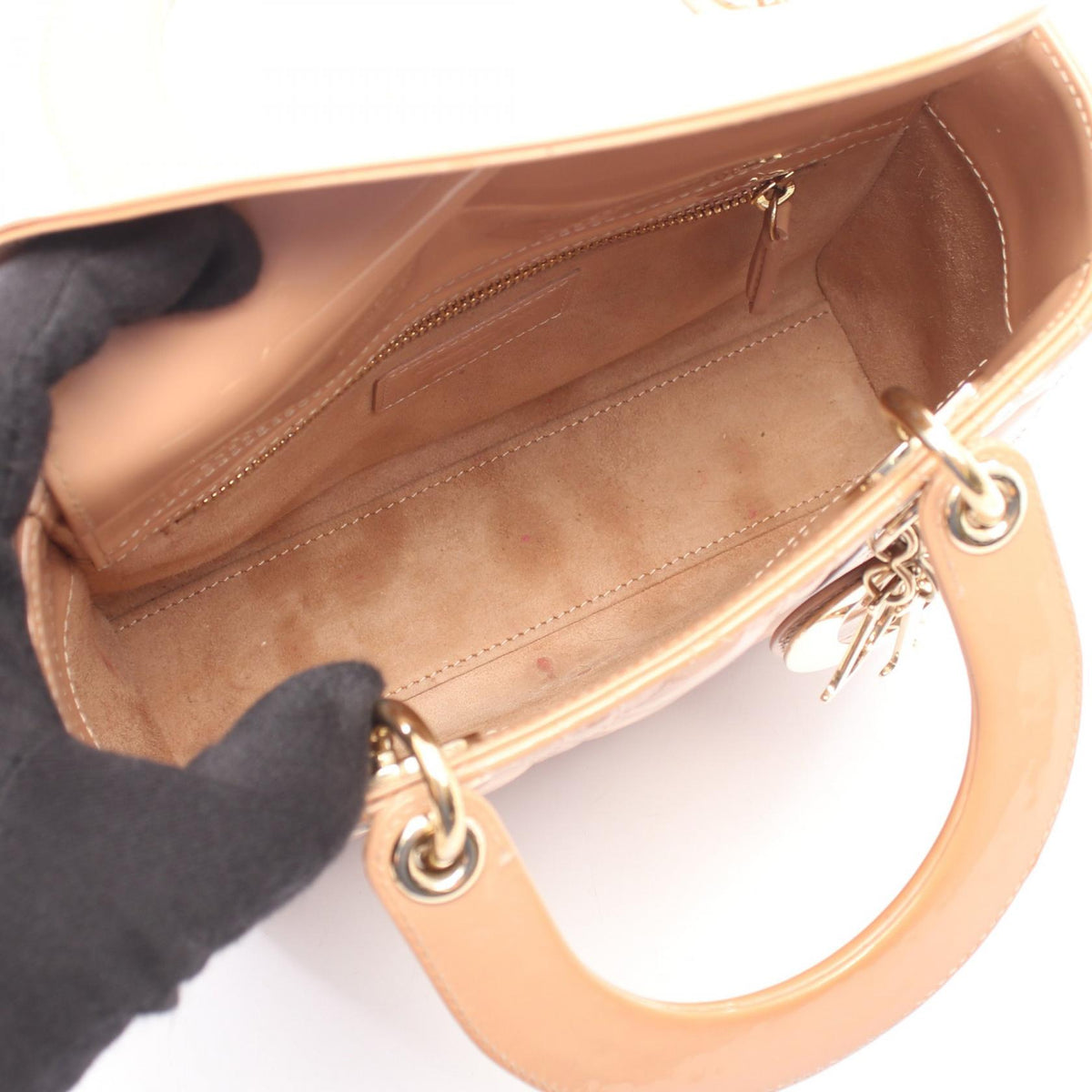 DIOR Dior Lady Dior Small Shoulder Handbag Crossbody Patent Leather Pink Used Women image 3