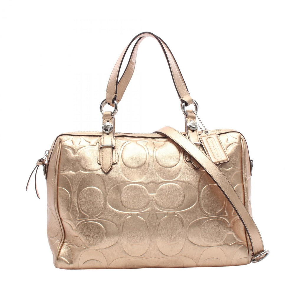 COACH Coach Signature 2way Handbag Gold Leather F17992 image 1