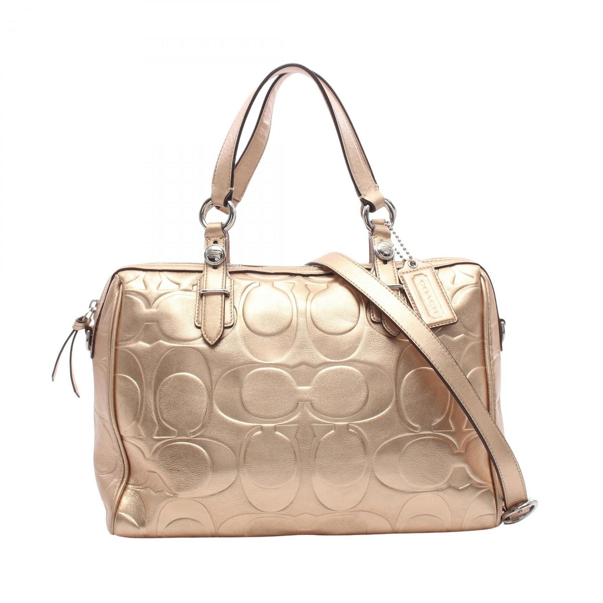 COACH Coach Signature 2way Handbag Gold Leather F17992 image 1