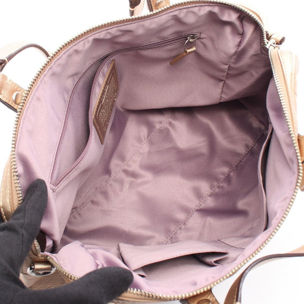 COACH Coach Signature 2way Handbag Gold Leather F17992 image 3