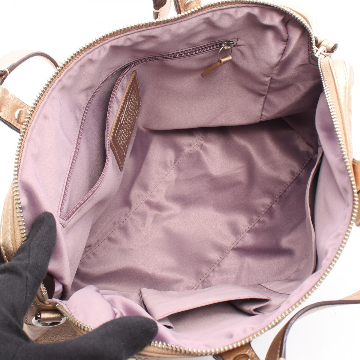 COACH Coach Signature 2way Handbag Gold Leather F17992 image 3