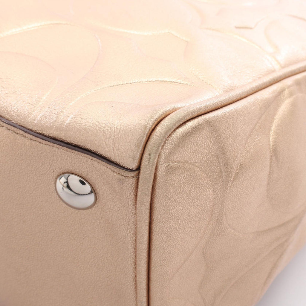 COACH Coach Signature 2way Handbag Gold Leather F17992 image 5