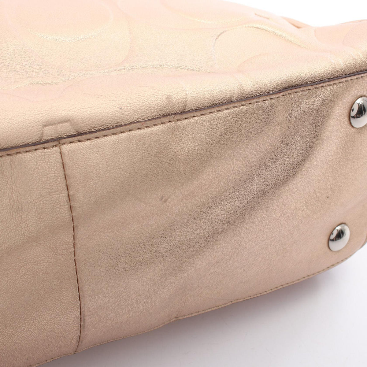 COACH Coach Signature 2way Handbag Gold Leather F17992 image 8