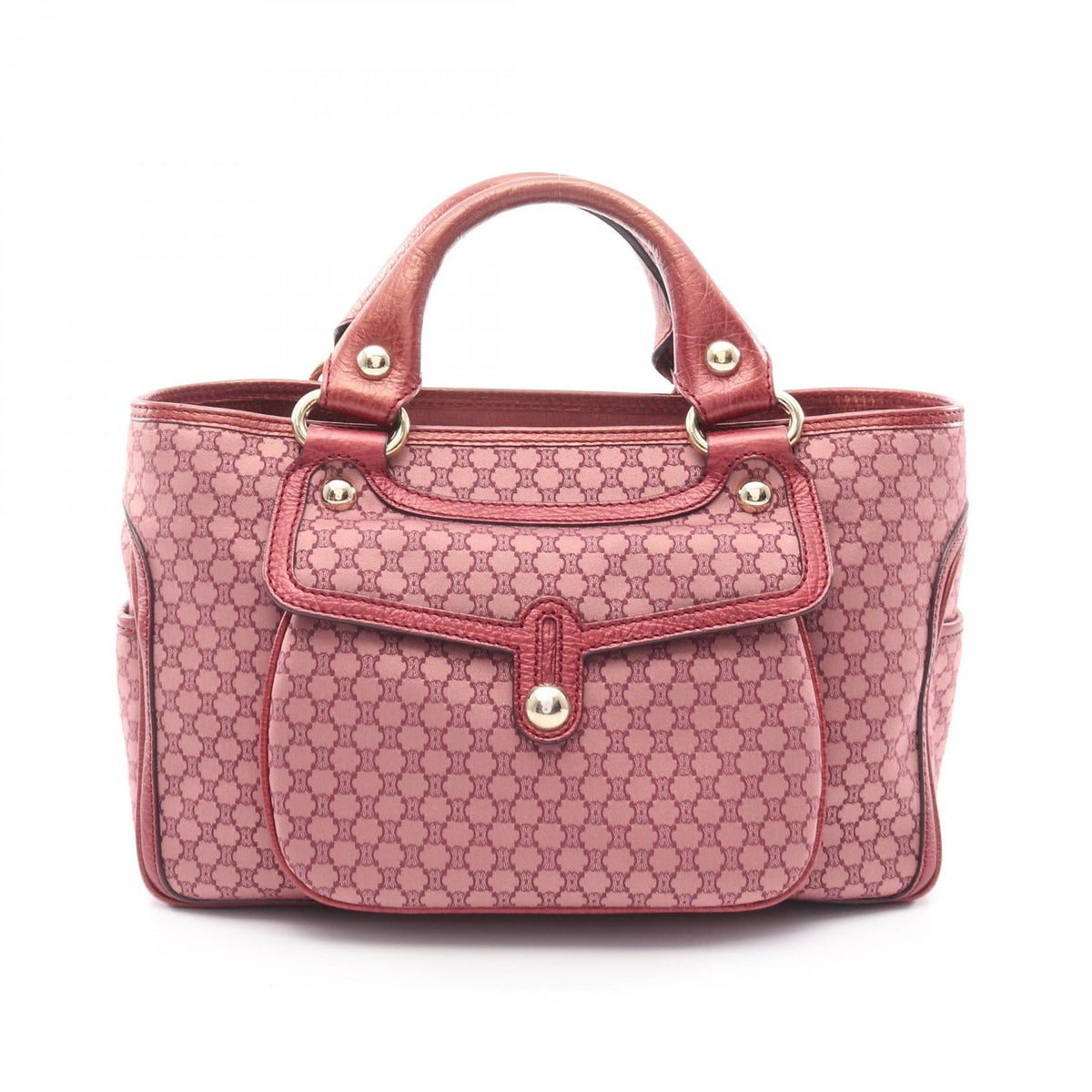 CELINE Celine Boogie Macadam Handbag Canvas Leather Bordeaux Used Women image 1