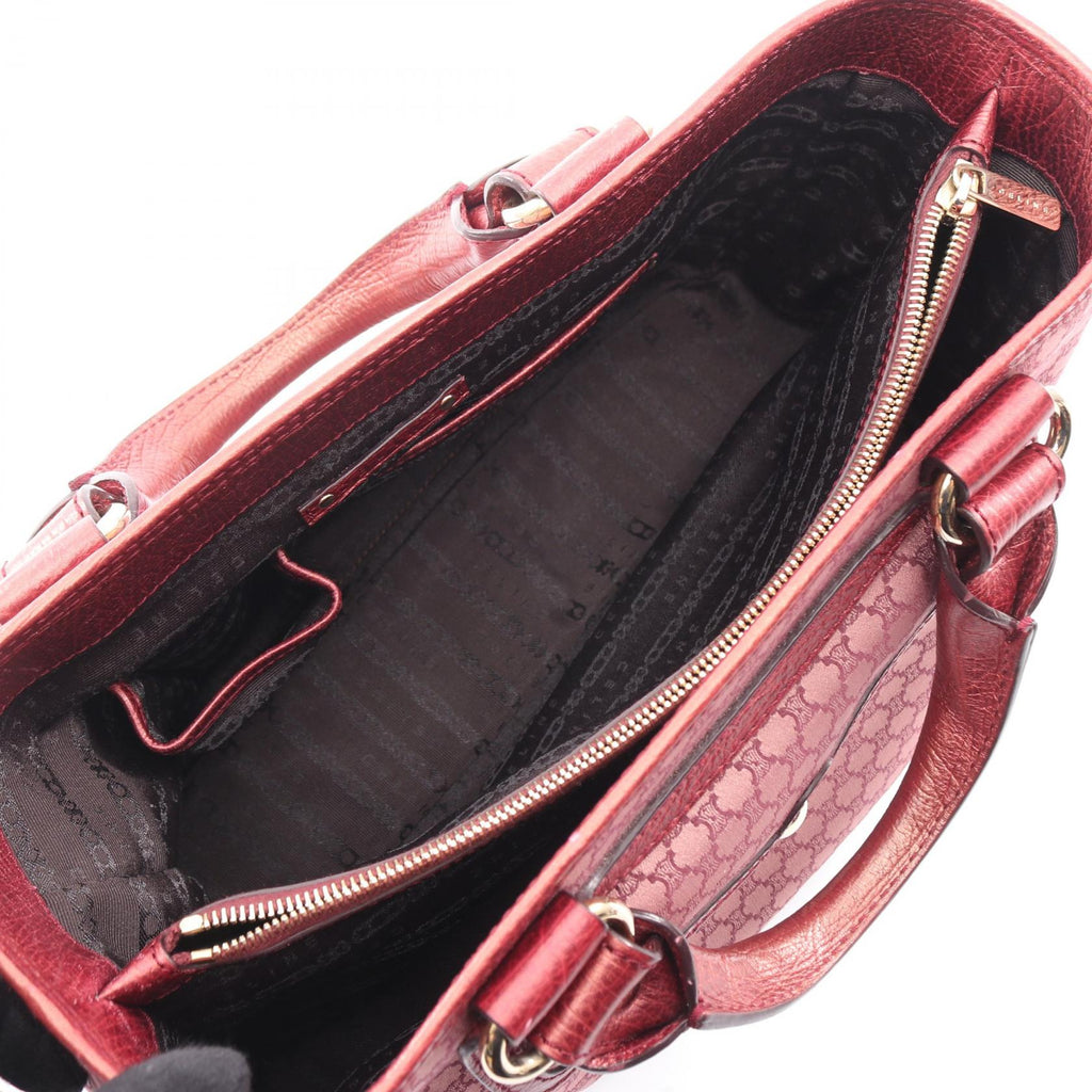 CELINE Celine Boogie Macadam Handbag Canvas Leather Bordeaux Used Women image 3