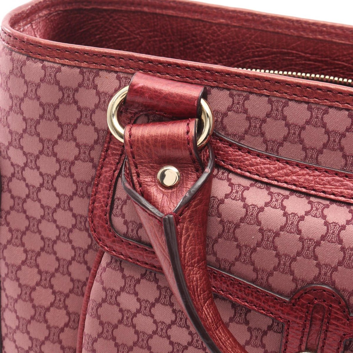 CELINE Celine Boogie Macadam Handbag Canvas Leather Bordeaux Used Women image 7