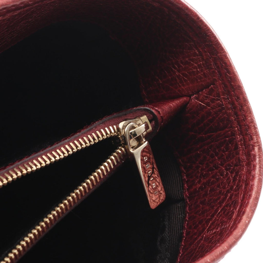 CELINE Celine Boogie Macadam Handbag Canvas Leather Bordeaux Used Women image 8