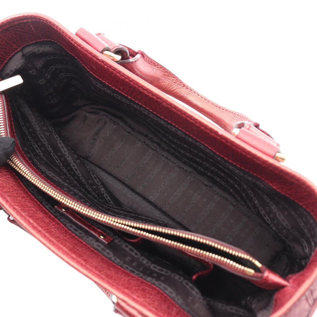 CELINE Celine Boogie Macadam Handbag Canvas Leather Bordeaux Used Women image 9