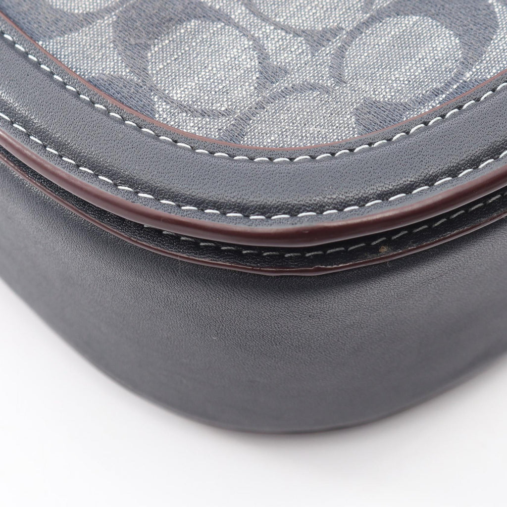 COACH Coach Morgan Saddle Bag Signature Shoulder Bag Navy Leather×canvas Ch143 image 8