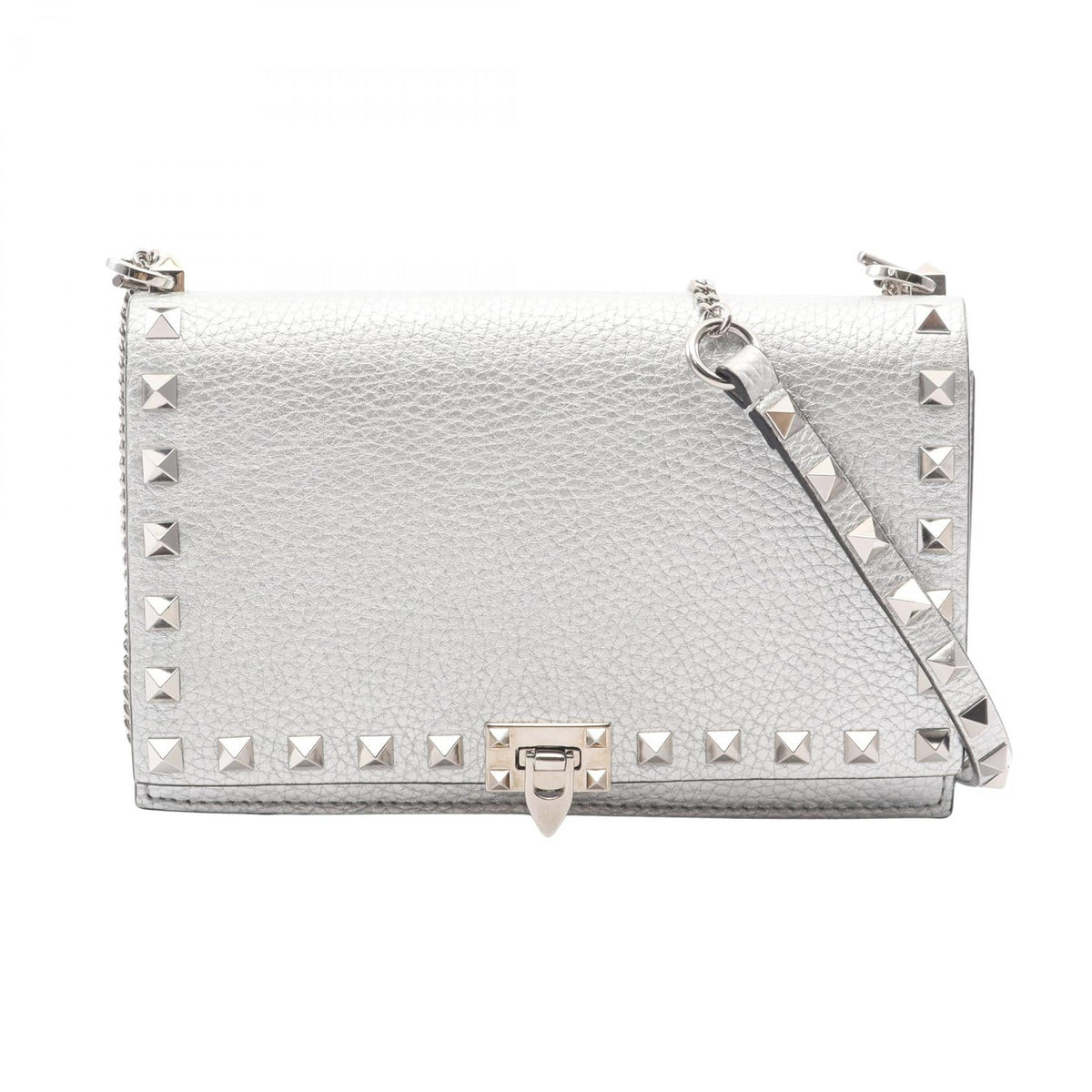 VALENTINO GARAVANI Valentino Garavani Rock Studs Shoulder Bag Silver Leather image 1