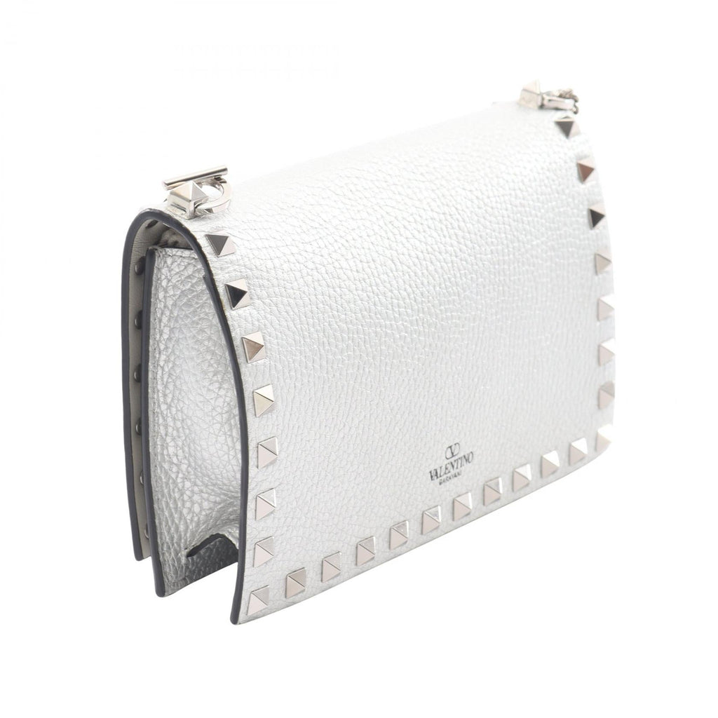 VALENTINO GARAVANI Valentino Garavani Rock Studs Shoulder Bag Silver Leather image 2