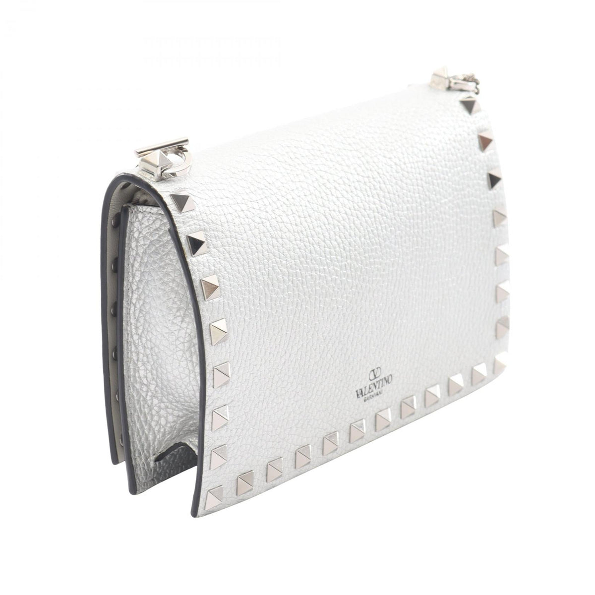 VALENTINO GARAVANI Valentino Garavani Rock Studs Shoulder Bag Silver Leather image 2