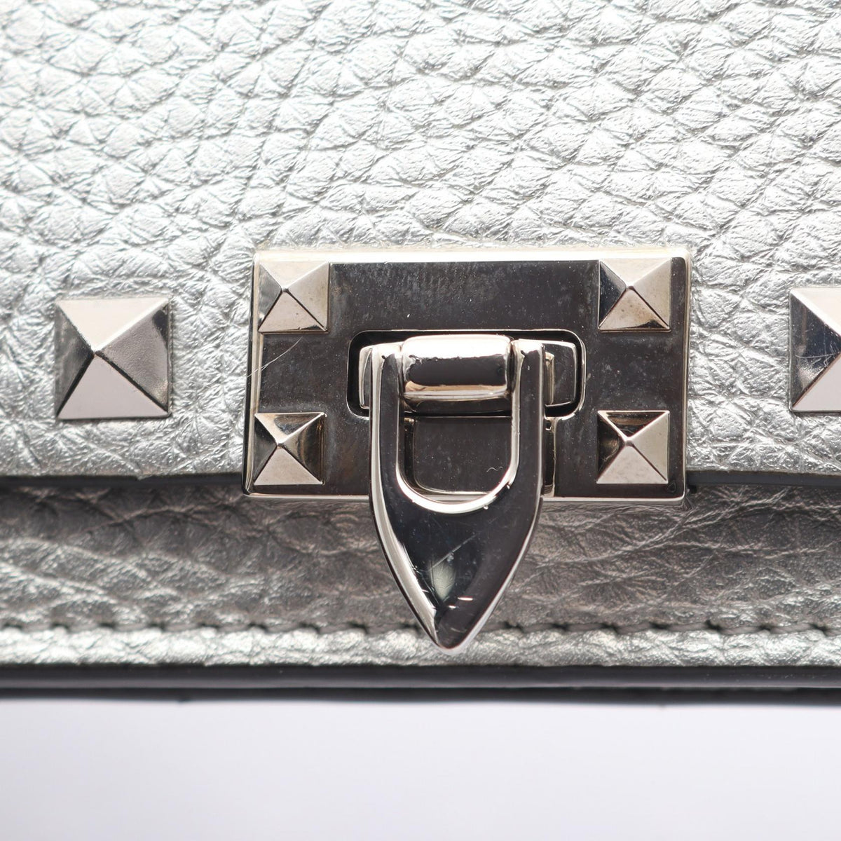 VALENTINO GARAVANI Valentino Garavani Rock Studs Shoulder Bag Silver Leather image 6