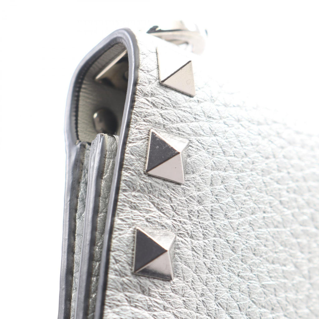 VALENTINO GARAVANI Valentino Garavani Rock Studs Shoulder Bag Silver Leather image 7