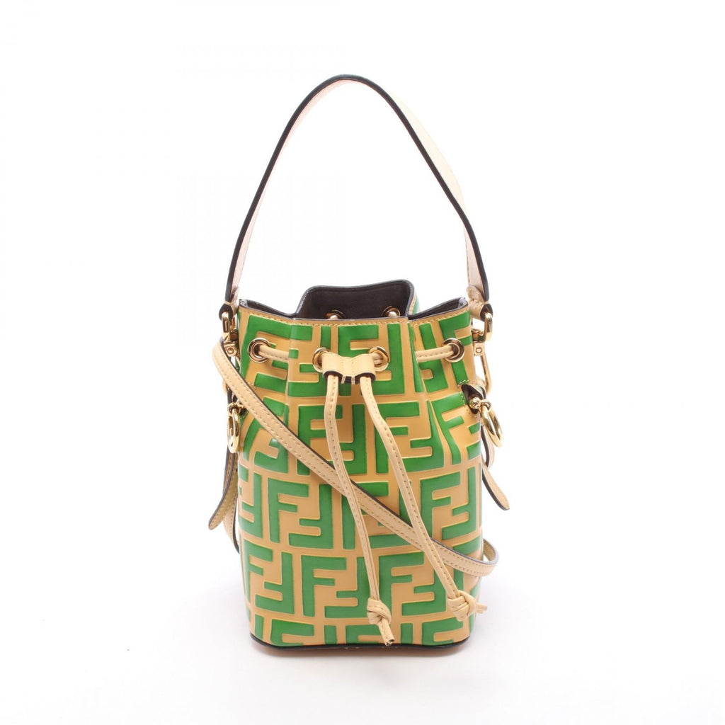 FENDI Fendi Mini Mon Tresor Shoulder Crossbody Handbag Leather Yellow Green Used Women image 1