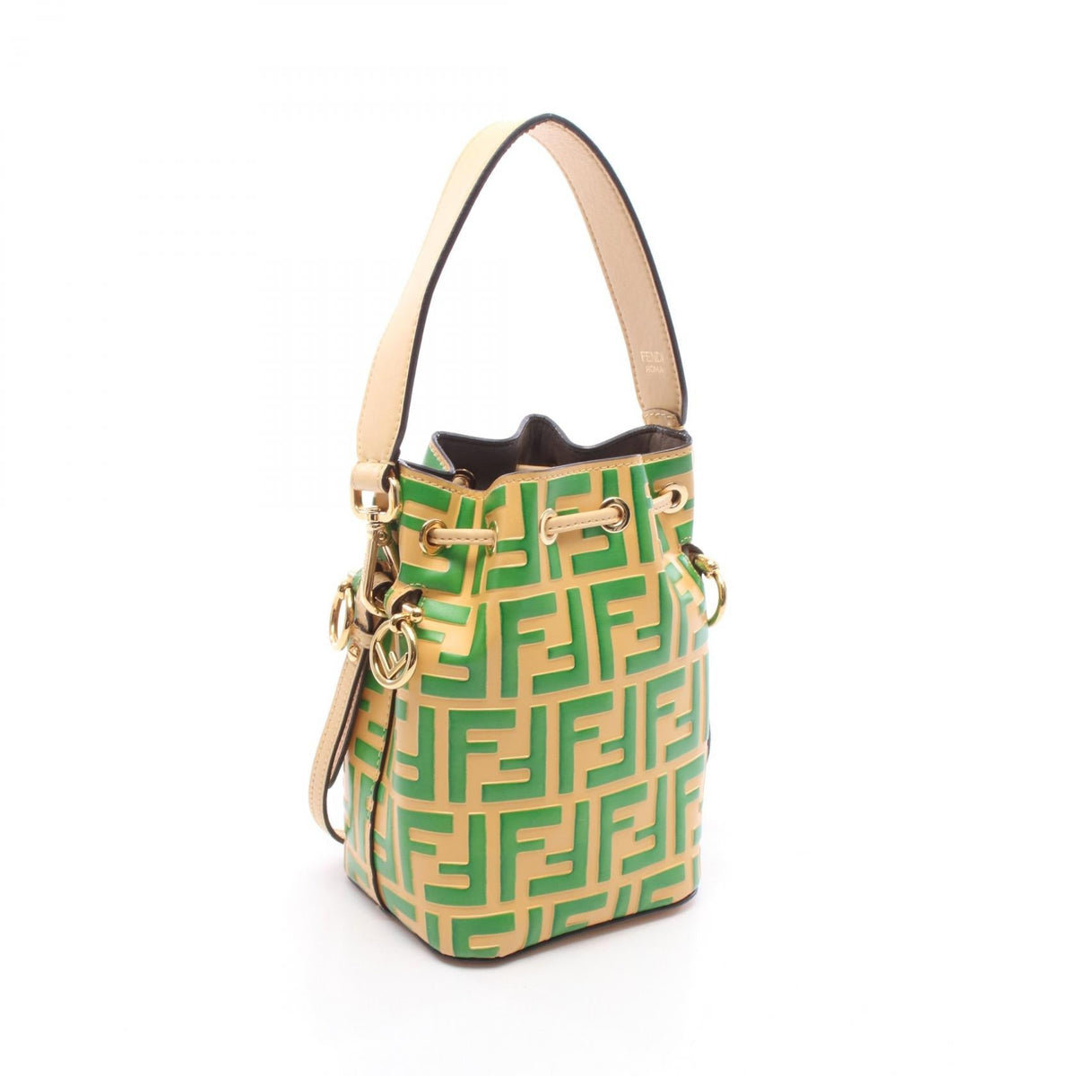 FENDI Fendi Mini Mon Tresor Shoulder Crossbody Handbag Leather Yellow Green Used Women image 2
