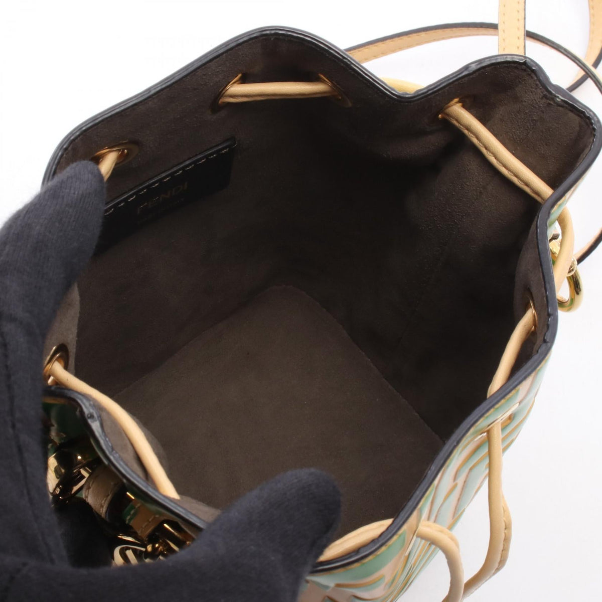 FENDI Fendi Mini Mon Tresor Shoulder Crossbody Handbag Leather Yellow Green Used Women image 3