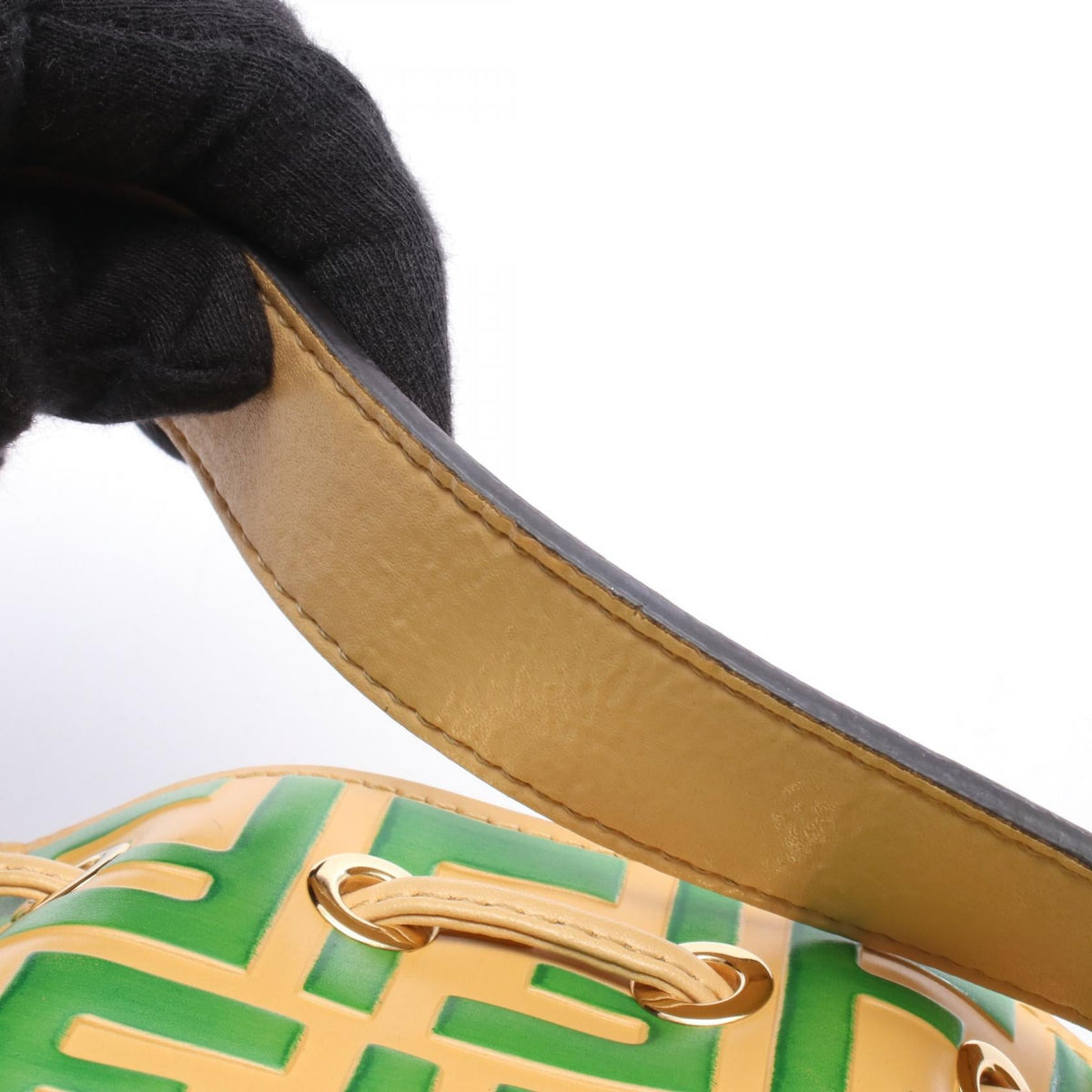 FENDI Fendi Mini Mon Tresor Shoulder Crossbody Handbag Leather Yellow Green Used Women image 5