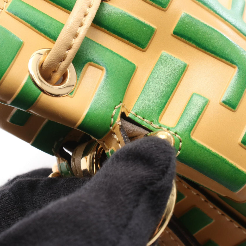 FENDI Fendi Mini Mon Tresor Shoulder Crossbody Handbag Leather Yellow Green Used Women image 8