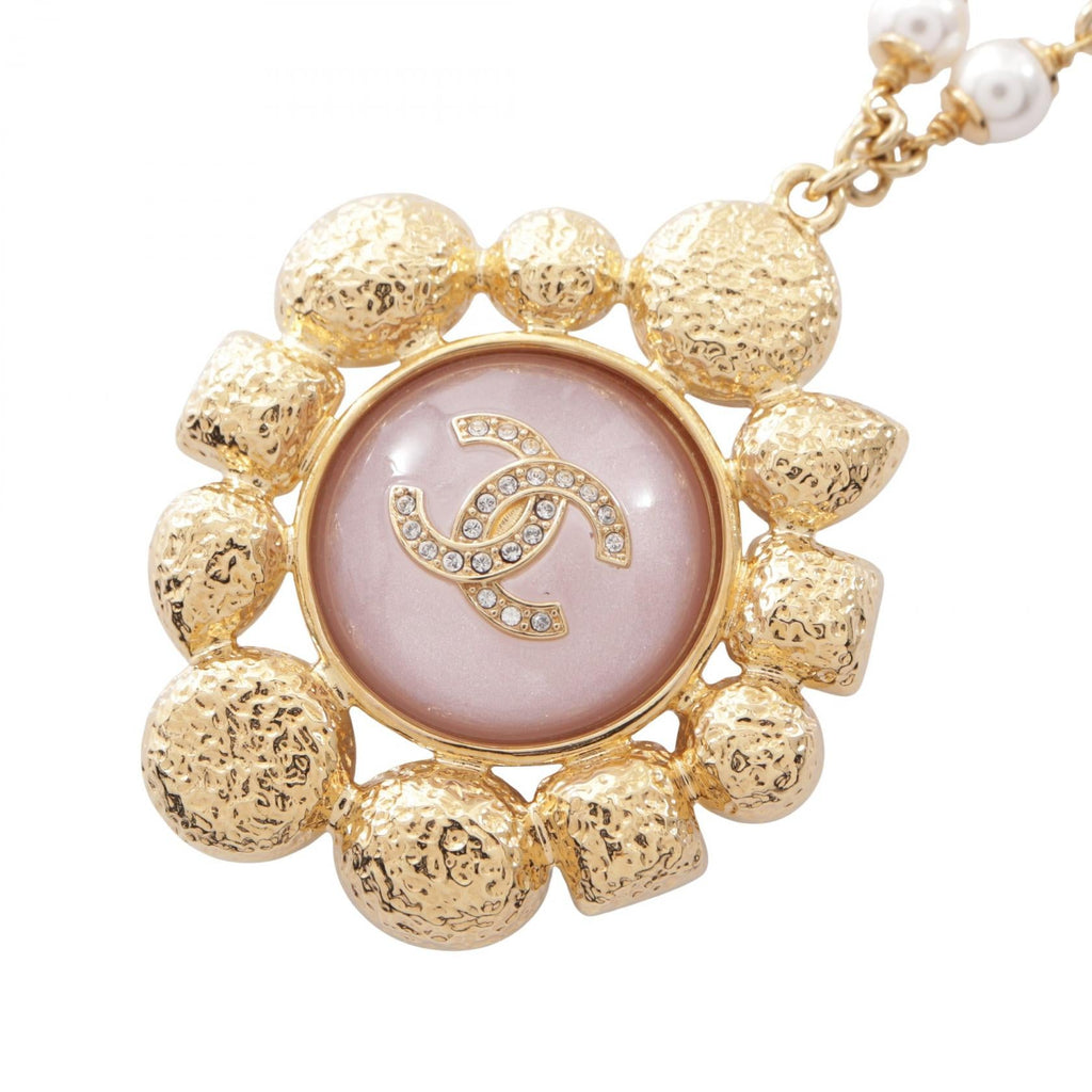 CHANEL Chanel Gold/Multicolor I26c Coco Mark Long Pendant Gold Plated×artificial Pearl / Crystal Abg991 image 2