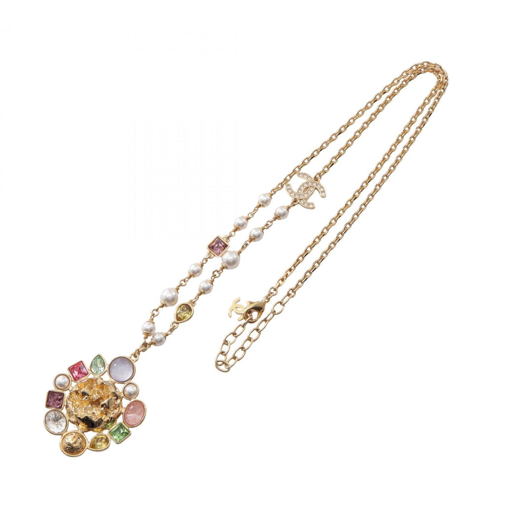 CHANEL Chanel Gold/Multicolor I26c Coco Mark Long Pendant Gold Plated×artificial Pearl / Crystal Abg991 image 3