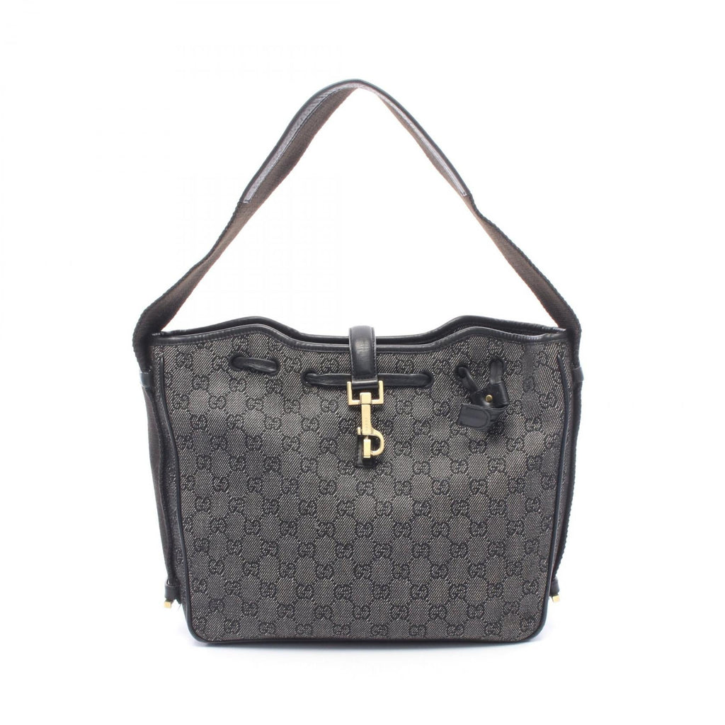 GUCCI Gucci Gg Denim Shoulder Bag Black Denim×leather 92732 image 1